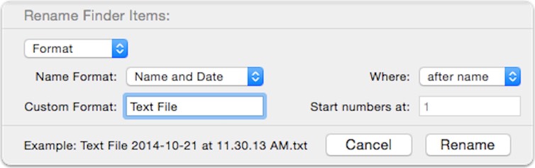 Yosemite Finder rename action